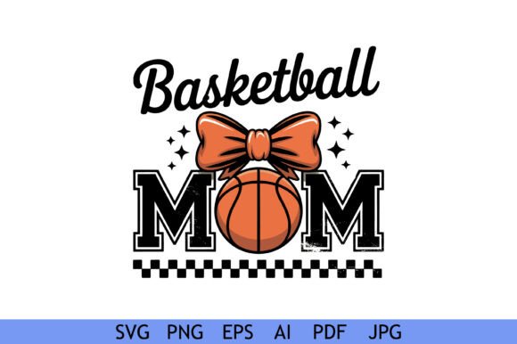 Basketball Mom Bow Checkered Design