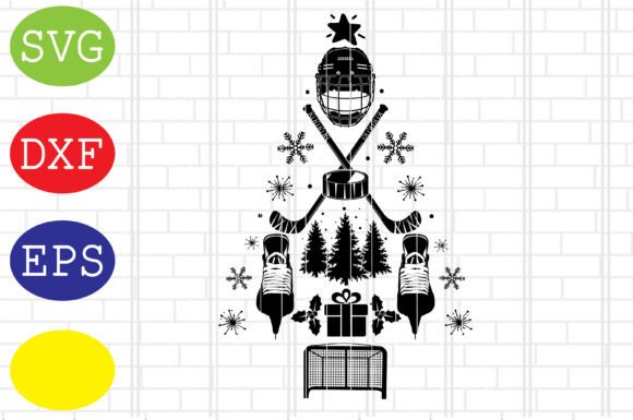 Ice Hockey Christmas Tree Svg File