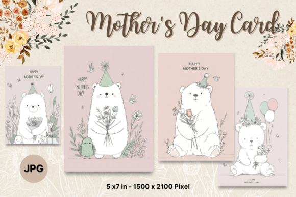 Mother s Day Card MOM Bear Postcard Design